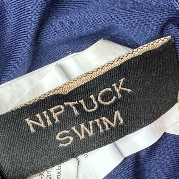 Niptuck Tankini Top Navy Blue White Stripes Multi Use Molded Cups Women's Sz. 6 - Picture 3 of 5